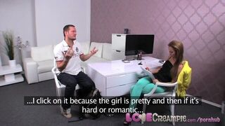 Love Creampie Big cock shoots a ton of cum deep inside casting agents pussy - porn video