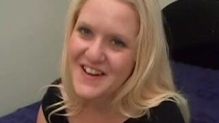 Giant black cock fills the young pussy on this sexy white thick blonde girl - porn video